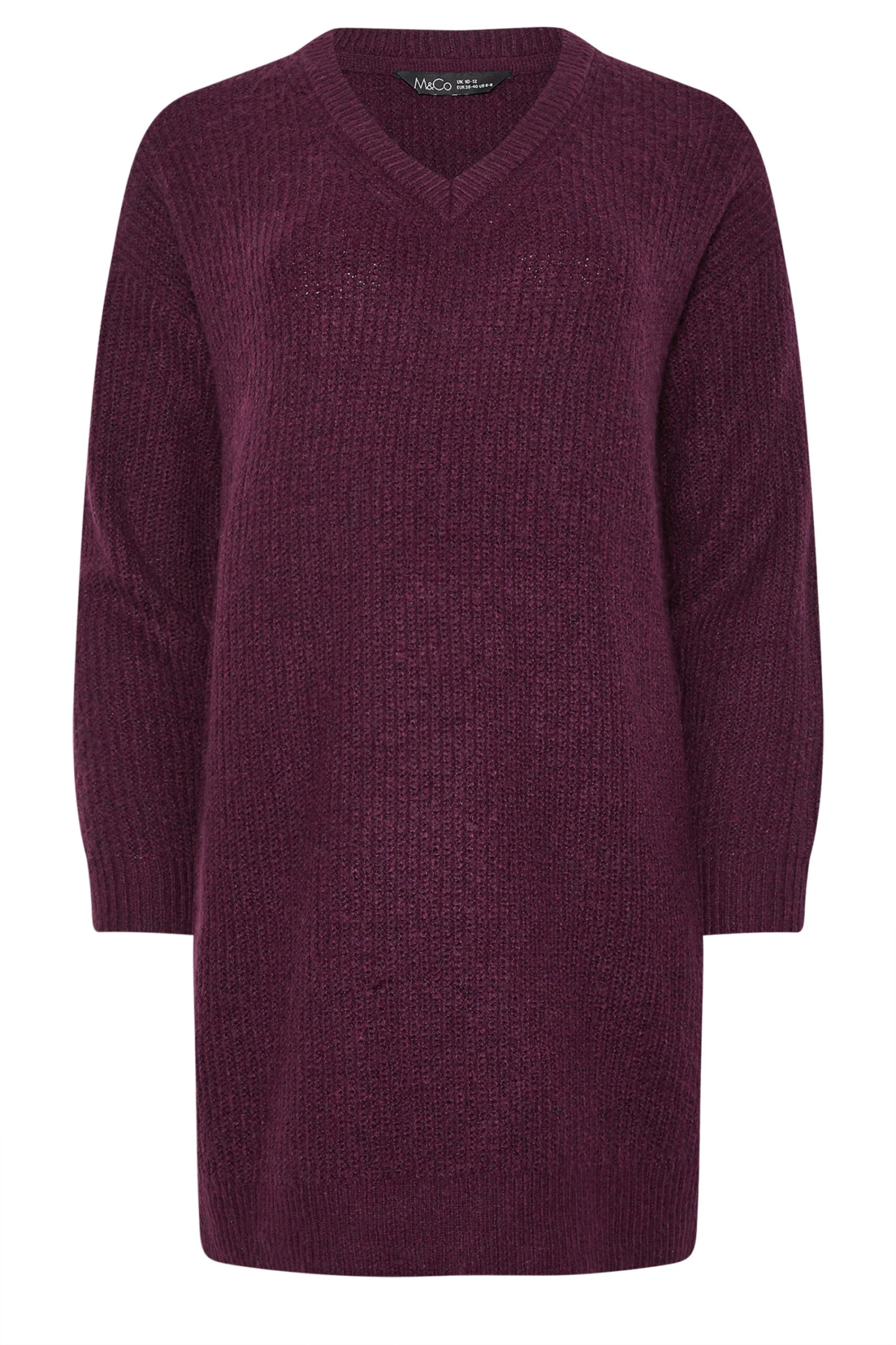 M&Co Berry Red V-Neck Tunic Jumper 8 M&Co Berry Red V-Neck Tunic Jumper – Image 6