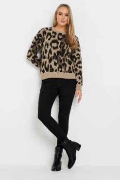 LTS Tall Brown Knitted Leopard Print Jumper -Evans Boutique c9e0121d c6b9 4d 355868 B