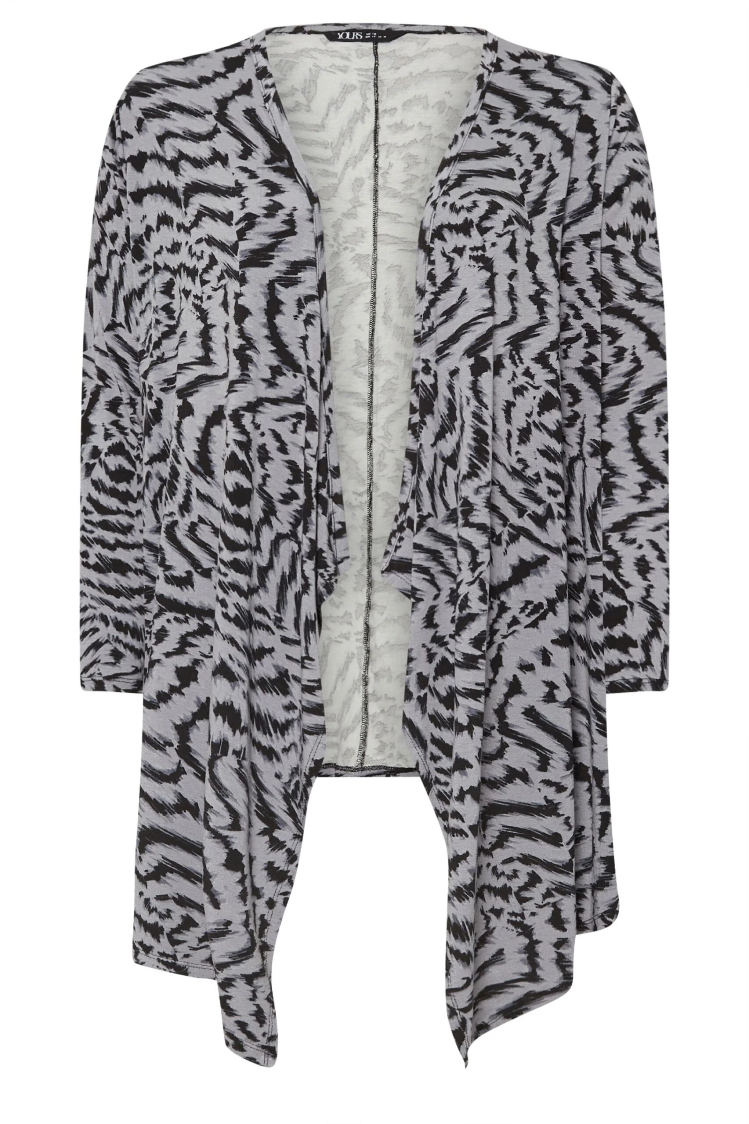 YOURS - Cardigan Gris Abstrait Coupe Cascade Manches Longues 7 YOURS - Cardigan Gris Abstrait Coupe Cascade Manches Longues – Image 5