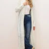 LTS PREMIUM Tall Ivory White Cable Knit Longline Cardigan