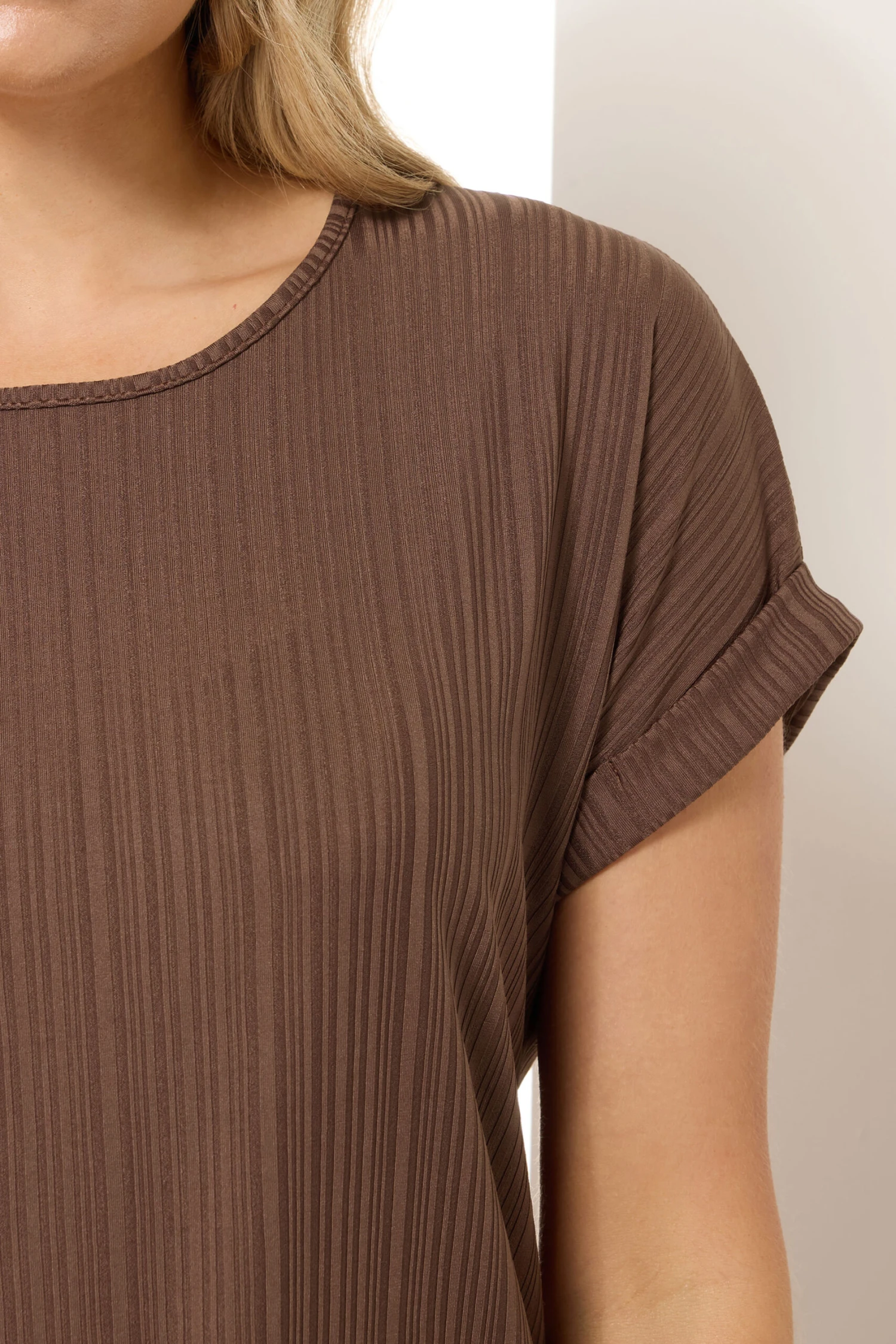 LTS Tall Chocolate Brown Textured Grown On Sleeve Top 7 LTS Tall Chocolate Brown Textured Grown On Sleeve Top – Image 5