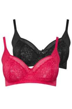 YOURS - LOT DE 2 Soutiens-gorge à Armatures En Dentelle Rose Et Noire 19 YOURS - LOT DE 2 Soutiens-gorge à Armatures En Dentelle Rose Et Noire -Evans Boutique cb0381fc dcea 4e 147373 XS