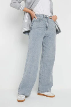 LTS Tall Blue Denim Textured Slouch Jeans -Evans Boutique cb0ba37a c794 42 355655 C