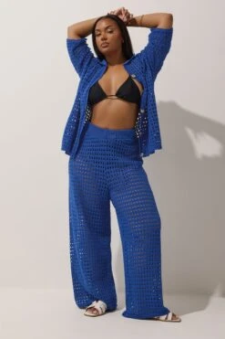 LIMITED COLLECTION - Pantalon Wide Leg Bleu Roi En Maille à Crochet 10 LIMITED COLLECTION - Pantalon Wide Leg Bleu Roi En Maille à Crochet -Evans Boutique cb1099c5 9a21 48 216773 C