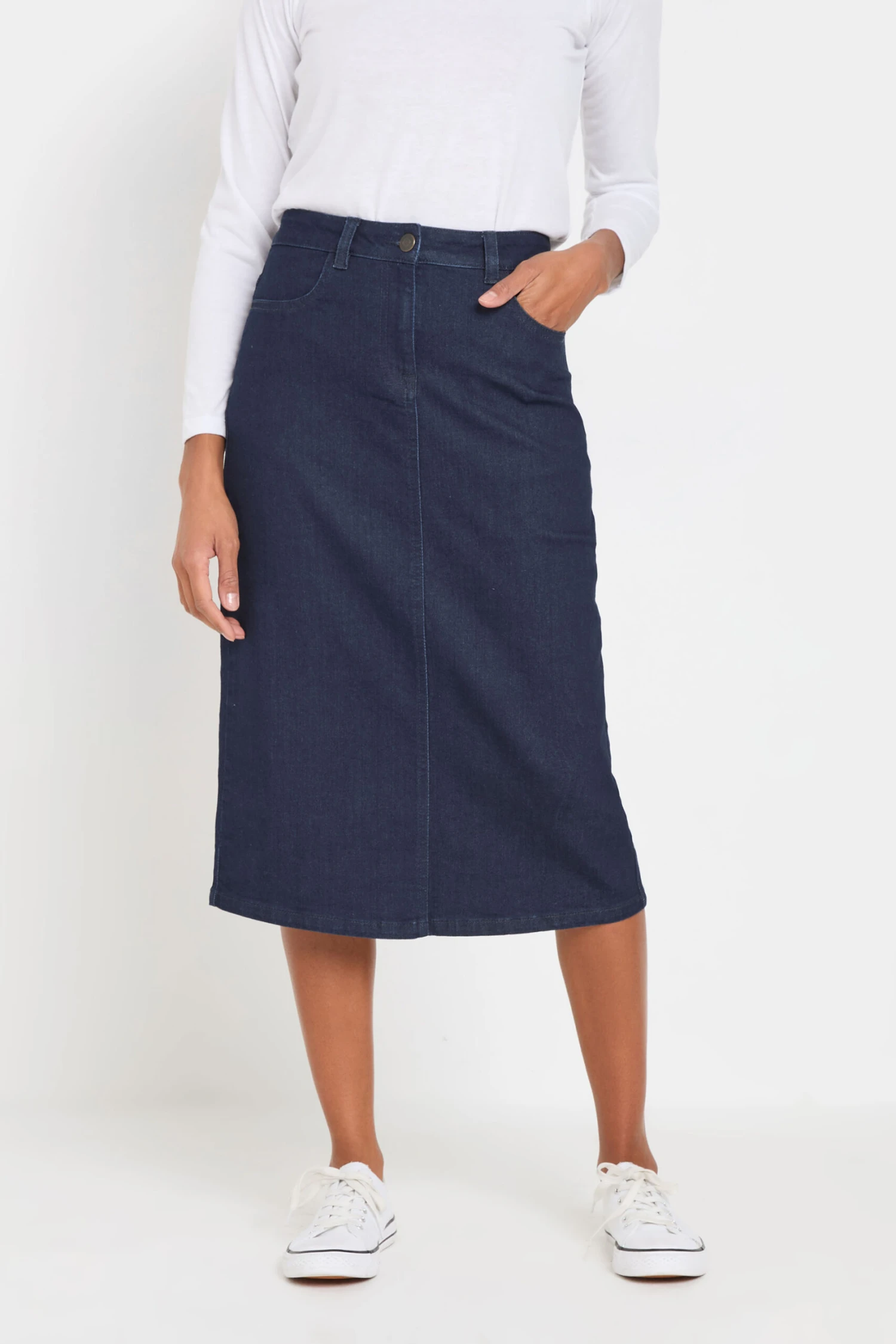 M&Co Indigo Blue Midi Denim Skirt 4 M&Co Indigo Blue Midi Denim Skirt – Image 2