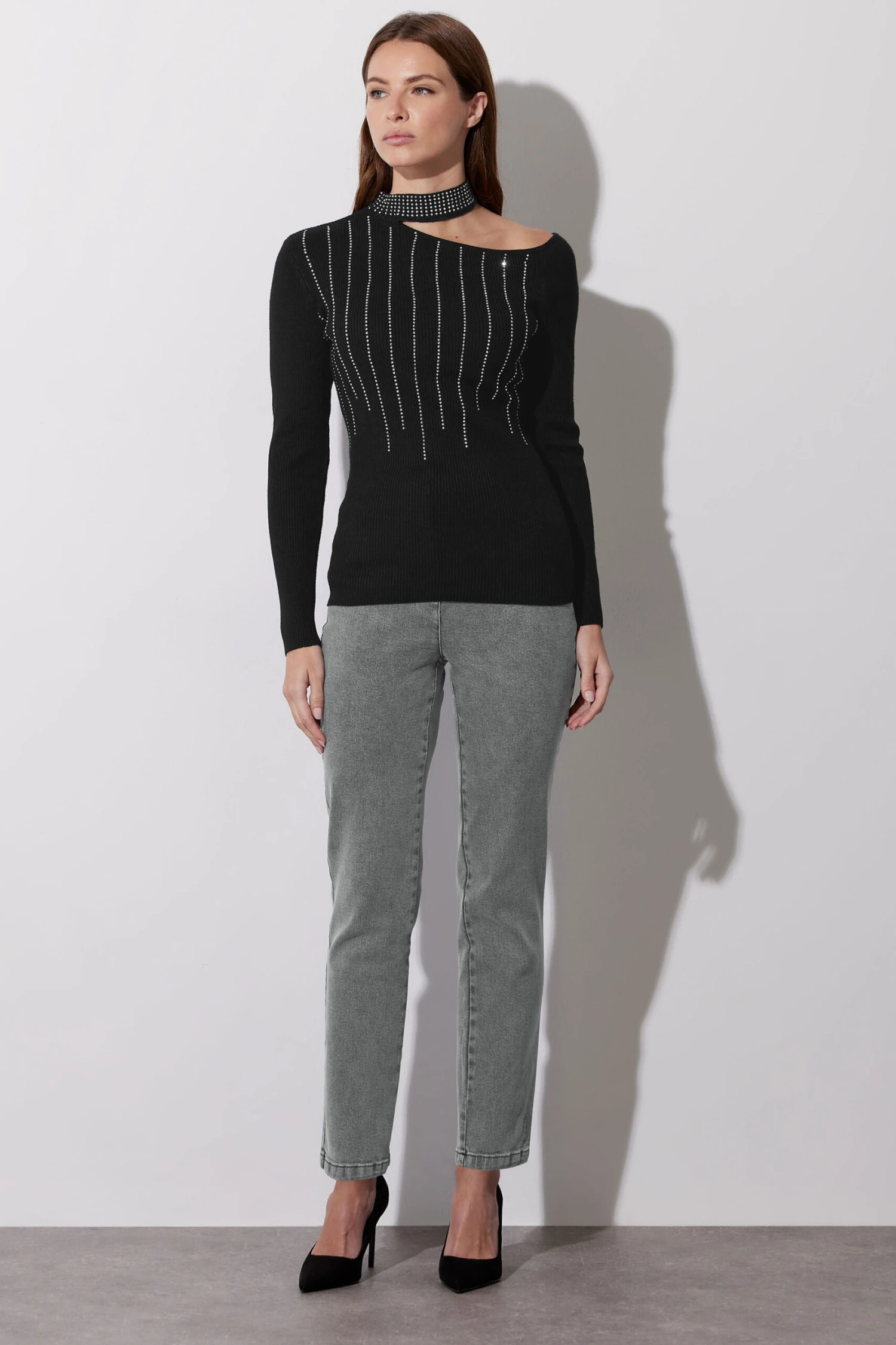 STAR Black Embellished Asymmetric Jumper 4 STAR Black Embellished Asymmetric Jumper – Image 2