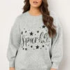 EVANS Curve Grey Sequin Embellished 'Sparkle' Christmas Jumper -Evans Boutique cbb060ce 705a 47 616256 A