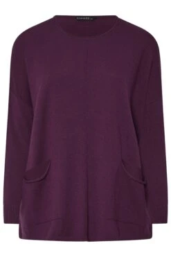 EVANS Curve Purple Soft Touch Front Seam Jumper 15 EVANS Curve Purple Soft Touch Front Seam Jumper -Evans Boutique cc14c4d4 7327 49 616096 X