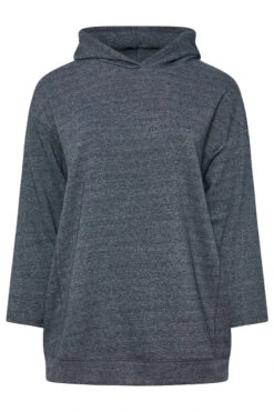 YOURS - Pull En Jersey à Capuche Gris Charbonneux Coupe Oversize -Evans Boutique cc1a8f6e 786a 47 303603 X
