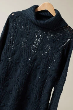 EVANS Curve Navy Blue Roll Neck Knitted Jumper -Evans Boutique ccd2c9d7 505d 4e 615522 P2