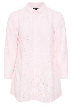 YOURS - Chemisier Rose Broderie Anglaise Manches Longues -Evans Boutique cce01b06 f8e1 4a 330618 X