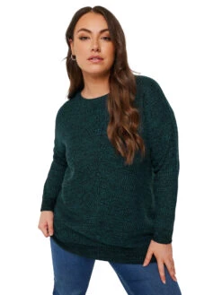 YOURS - Pull Vert Forêt Long En Maille Manches Longues -Evans Boutique cd031780 b0ed 4e 280235 Acopy