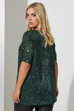 YOURS LONDON - Top Vert Émeraude Manches Courtes Volanté à Sequins 10 YOURS LONDON - Top Vert Émeraude Manches Courtes Volanté à Sequins -Evans Boutique cd3e0660 5ddb 44 162738 D