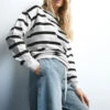 LTS Tall Ivory White Striped Button Sweatshirt -Evans Boutique cd533d60 c12c 41 355284 L4