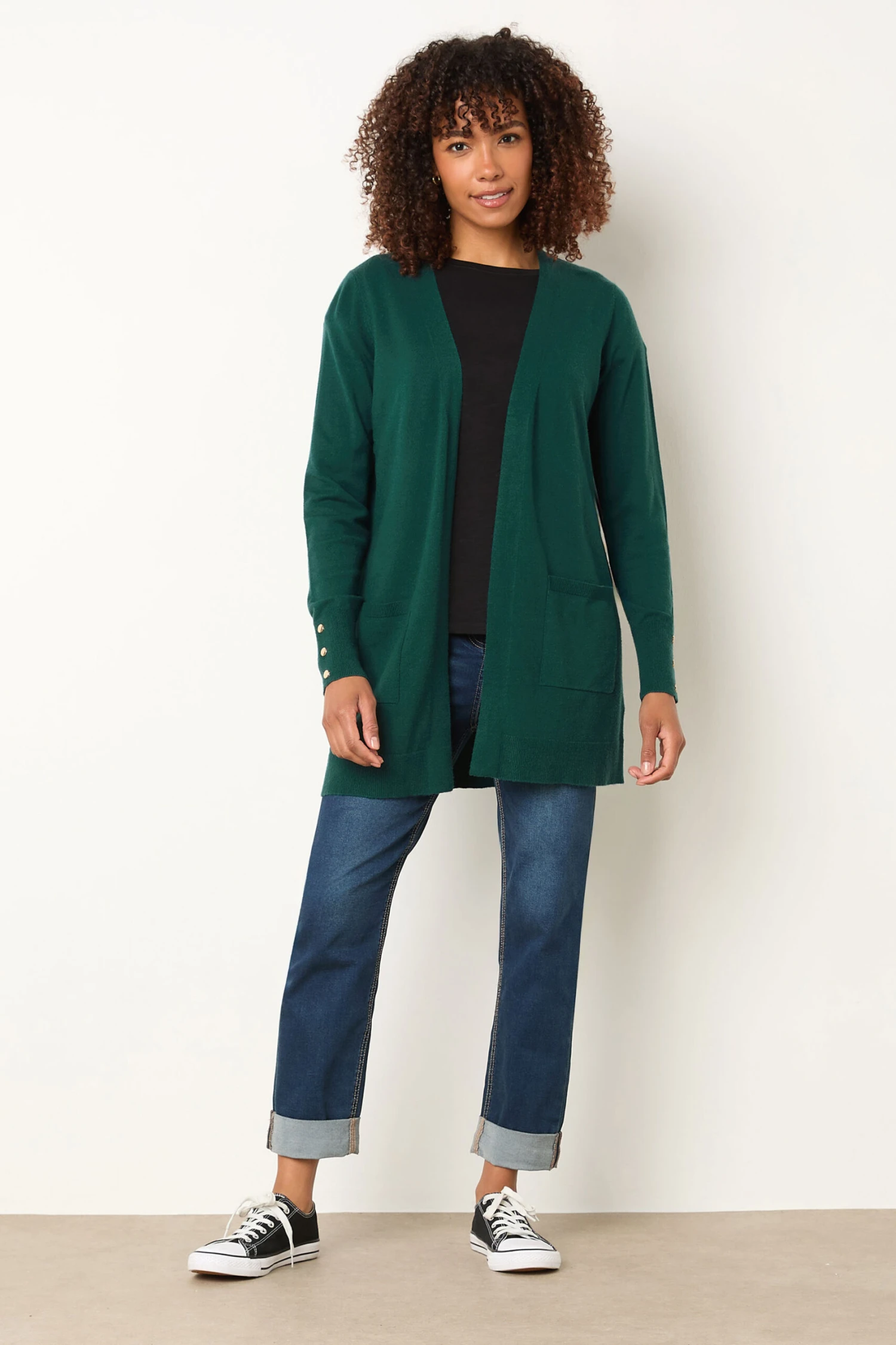 M&Co Green Button Detail Midi Cardigan 4 M&Co Green Button Detail Midi Cardigan – Image 2