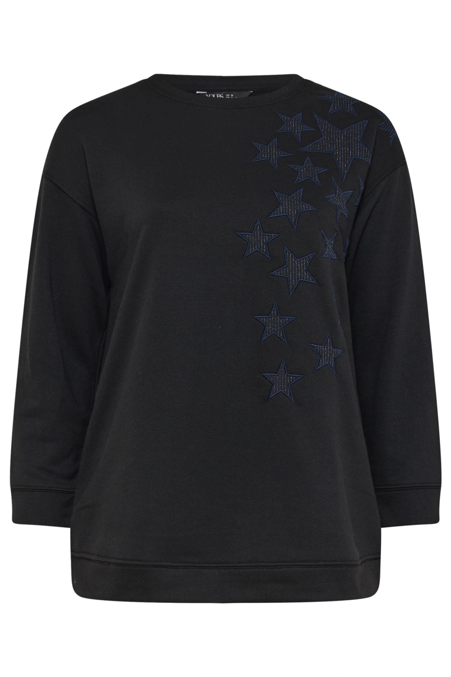 YOURS Curve Sweat-shirt Brodé étoile Métallisée Noir 7 YOURS Curve Sweat-shirt Brodé étoile Métallisée Noir – Image 5