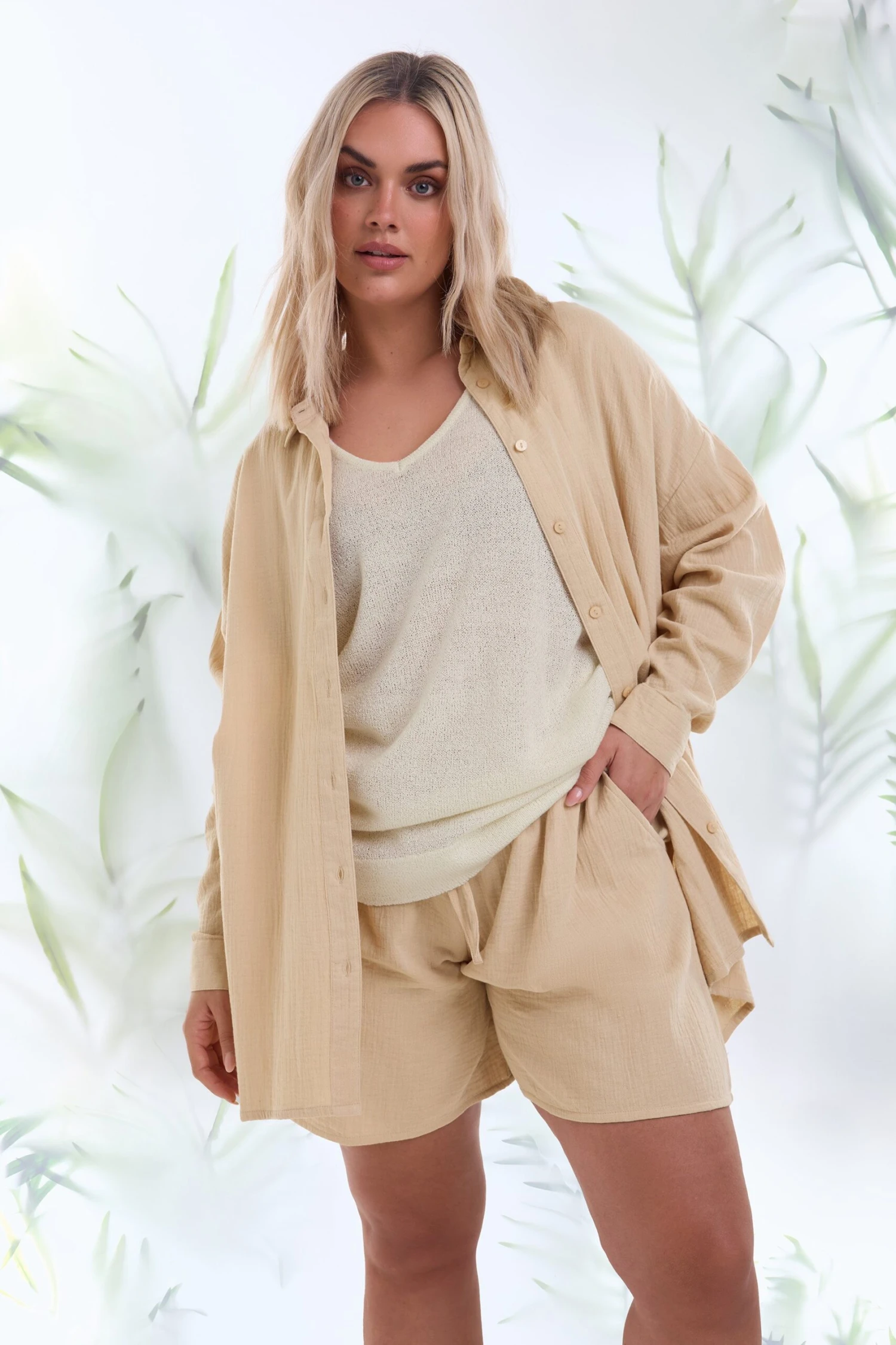 YOURS - Chemisier Beige Doux En Coton 4 YOURS - Chemisier Beige Doux En Coton – Image 2