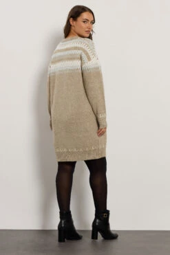 EVANS Curve Natural Brown Fairisle Jumper Dress -Evans Boutique ceba4390 b13f 46 616259 C