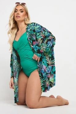 YOURS - Chemisier De Plage Noir & Bleu Tropical 10 YOURS - Chemisier De Plage Noir & Bleu Tropical -Evans Boutique ced22af7 92d3 40 150580 A