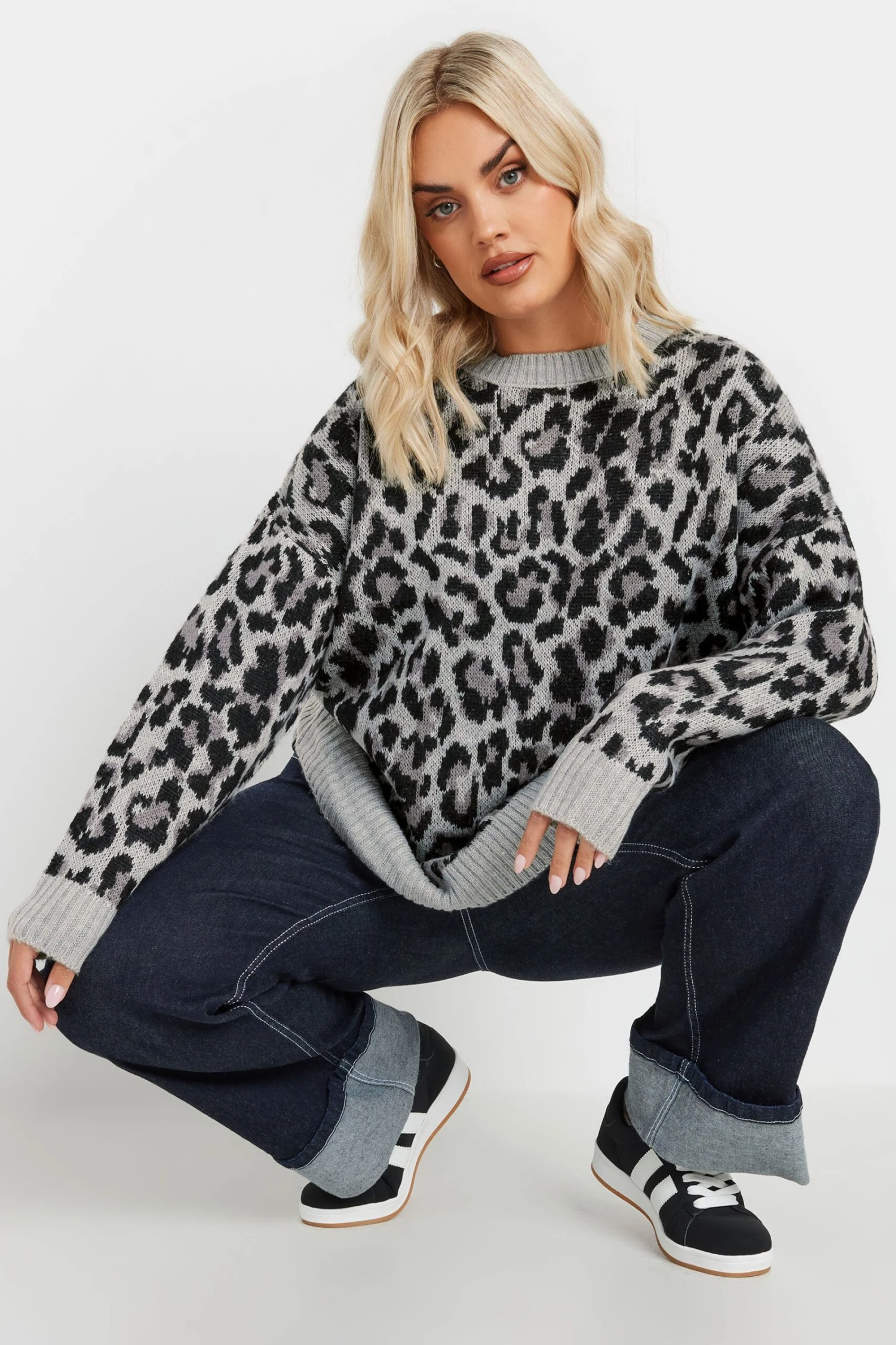 YOURS - Pull Manches Longues Gris Léopard En Maille 5 YOURS - Pull Manches Longues Gris Léopard En Maille – Image 3