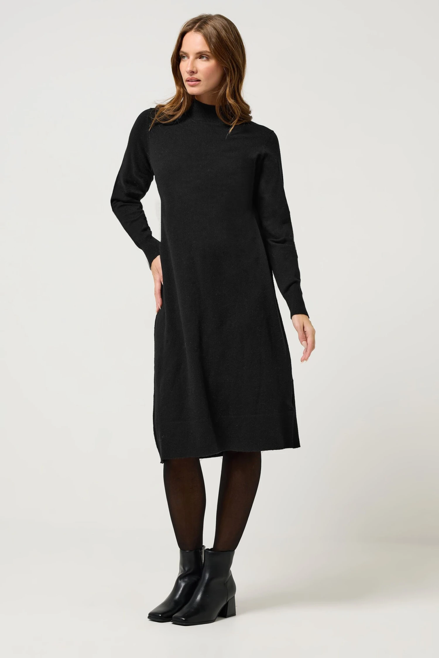 M&Co Black Funnel Neck Jumper Dress 2 M&Co Black Funnel Neck Jumper Dress