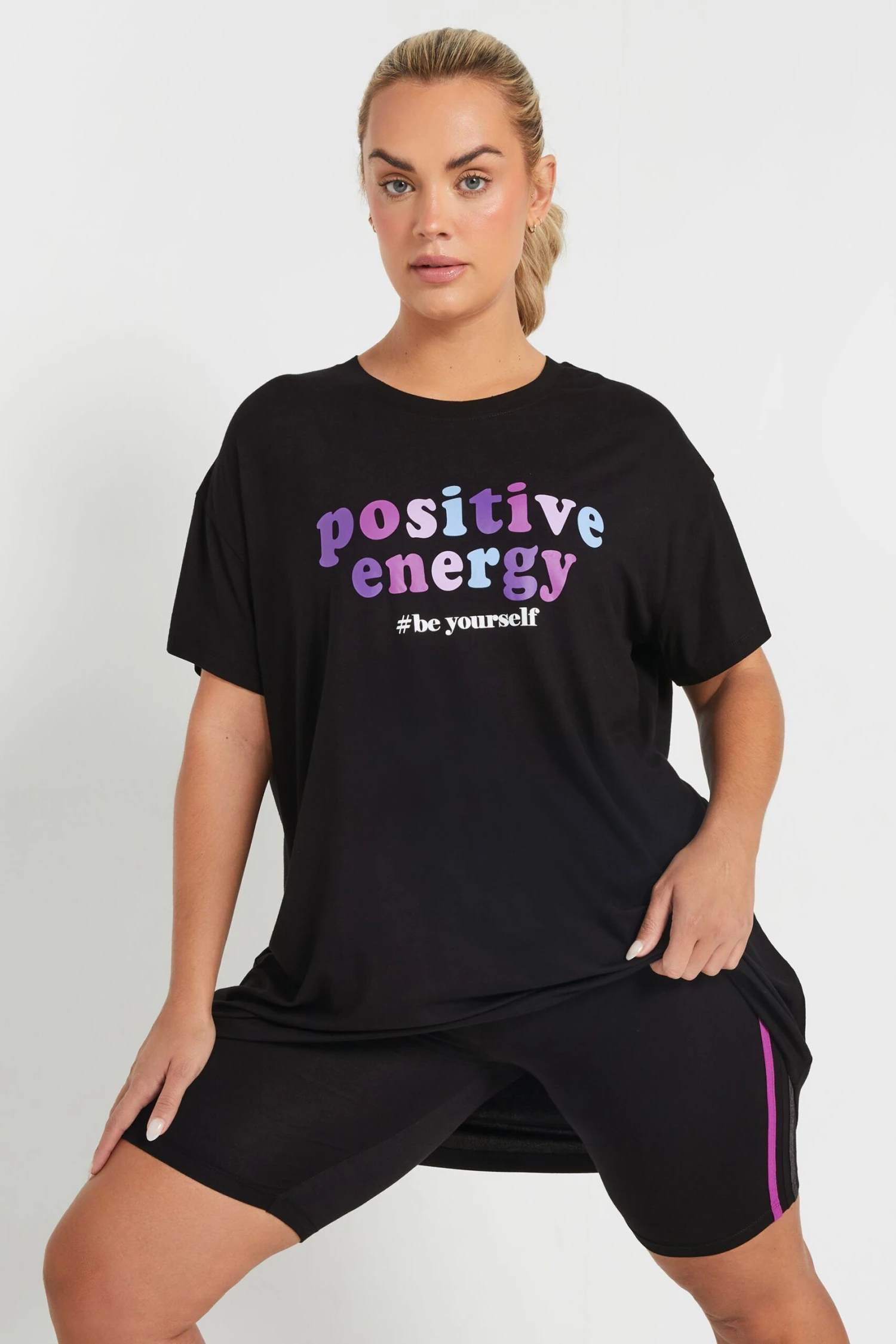 YOURS ACTIVE - Top Noir 'Positive Energy' Manches Courtes 4 YOURS ACTIVE - Top Noir 'Positive Energy' Manches Courtes – Image 2