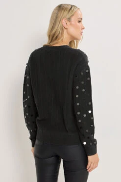 LTS Tall Black Disco Sequin Jumper 9 LTS Tall Black Disco Sequin Jumper -Evans Boutique cf1fccf9 f666 4d 356086 C