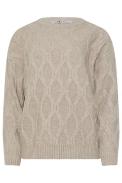 LTS Tall Natural Brown Cable Knit Jumper -Evans Boutique cf55782c 4ad9 44 356103 X