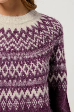 M&Co Berry Purple Fairisle Jumper -Evans Boutique cf601c31 9795 4b 502456 D