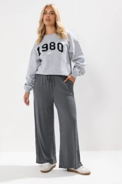 YOURS - Pantalon Large Côtelé Gris Anthracite