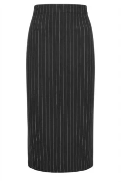 LTS Tall Black Pinstripe Midaxi Skirt 11 LTS Tall Black Pinstripe Midaxi Skirt -Evans Boutique cfc05e07 537b 4b 352990 X