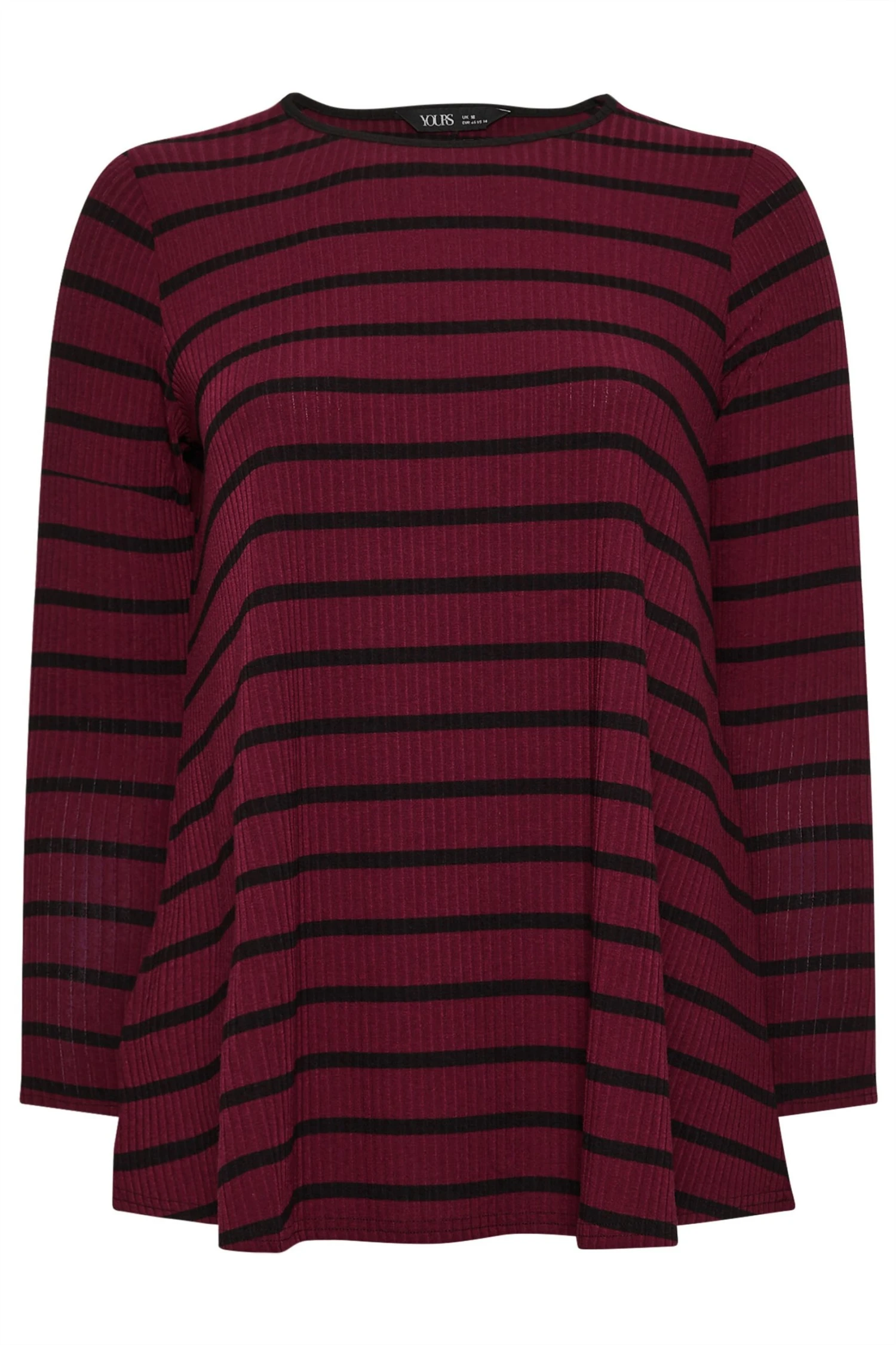 YOURS - Top Bordeaux Volanté Design Rayures Manches Longues 7 YOURS - Top Bordeaux Volanté Design Rayures Manches Longues – Image 5