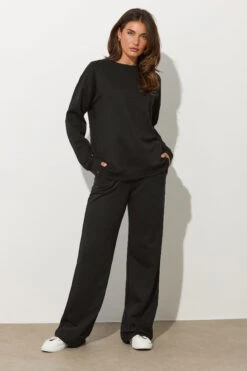 LTS Tall Black Long Sleeve Sweatshirt -Evans Boutique cfe250a8 2539 44 350103 B
