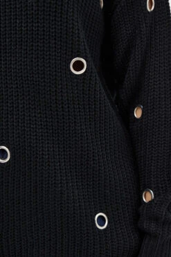 LTS Tall Black Knitted Eyelet Jumper -Evans Boutique d007166e 4884 4a 354994 D