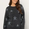 EVANS Curve Grey Star Tinsel Detail Jumper
