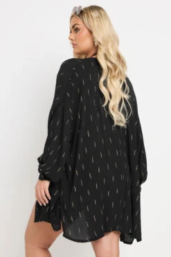 YOURS - Chemisier De Plage Noir Métallique -Evans Boutique d02568a2 e294 42 150571 D