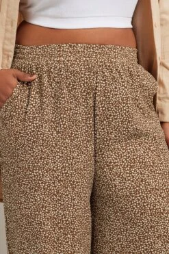 YOURS - Pantalon Wide Leg Marron Abstrait Texturé -Evans Boutique d07f41bf 5301 4a 303709 E