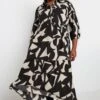 YOURS - Robe-Chemisier Noire & Blanche Abstrait Manches Longues -Evans Boutique d0c18168 bd1e 4e 137926 A