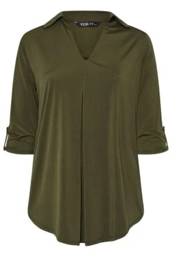 YOURS - Top Vert Kaki Plissé Volanté En Jersey 11 YOURS - Top Vert Kaki Plissé Volanté En Jersey -Evans Boutique d0cf315a 1efb 4b 303629 X