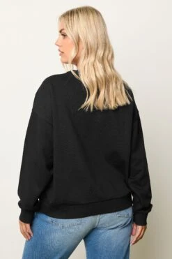YOURS - Sweat-shirt Brodé Noir -Evans Boutique d0dfb54f 0b3f 4c 126781 C