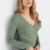 LTS Tall Sage Green Knit Wrap Top 2 LTS Tall Sage Green Knit Wrap Top -Evans Boutique d1188bf9 dbc5 48 353789 A