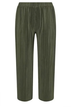 YOURS - Pantalon Wide Leg Vert Kaki Plissé -Evans Boutique d11cd19e 85dd 47 310045 X
