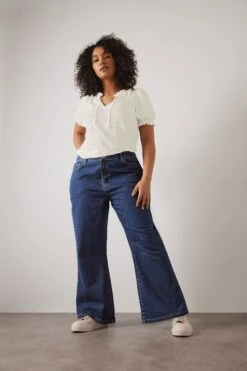 EVANS Curve Indigo Blue Denim Wide Leg Jeans