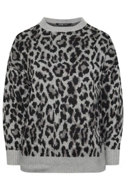 YOURS - Pull Manches Longues Gris Léopard En Maille 15 YOURS - Pull Manches Longues Gris Léopard En Maille -Evans Boutique d2212a3f 174b 4d 280394 X