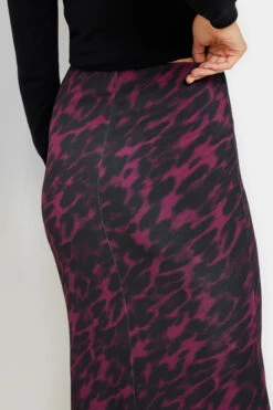 LTS Tall Burgundy Red Animal Print Maxi Skirt -Evans Boutique d231dc57 20bc 4c 355666 D