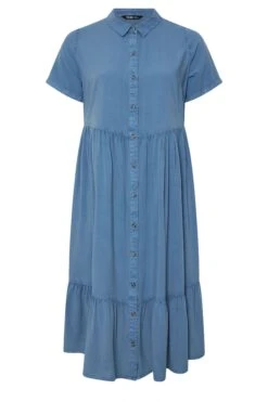 YOURS - Robe-Chemisier Bleue Smocké -Evans Boutique d257e89d 8a06 4f 270036 X