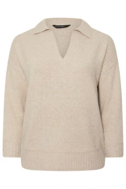 EVANS Curve Natural Brown Collared Knitted Jumper 11 EVANS Curve Natural Brown Collared Knitted Jumper -Evans Boutique d2db70e2 fa0b 43 616251 X