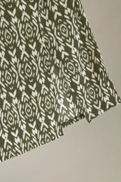 EVANS Curve Olive Green Ikat Print Crinkle Midi Skirt -Evans Boutique d328c6ee 4bbd 49 615513 P3