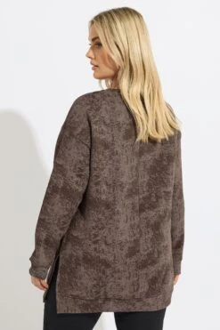 YOURS Curve Sweat-shirt à Poche Abstrait Marron -Evans Boutique d37bc7d5 824f 4a 304434 C