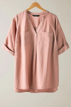 EVANS Curve Blush Pink Linen Utility Top 14 EVANS Curve Blush Pink Linen Utility Top -Evans Boutique d3b55d6b df09 47 615565 P